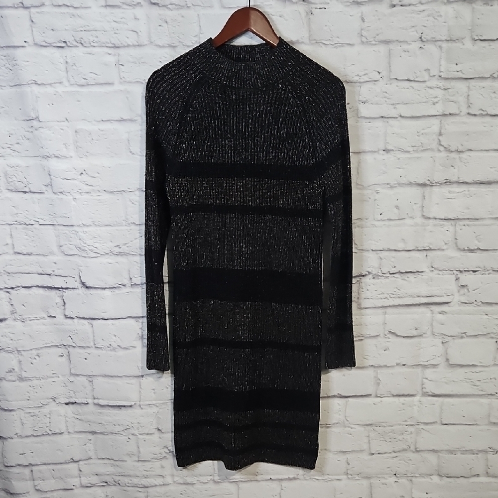 💙 Black Shimmer Long Sleeve Sweater Dress